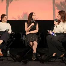 Zurawski v Texas Q&A conversation featuring Directors Maisie Crow and Abbie Perrault, moderated by film journalist Katie Walsh.