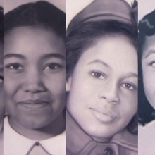 Four black-and-white headshots from '4 Little Girls.'
