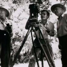 Frances Flaherty (left) and husband Robert during filming of Louisiana Story