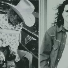 Two black-and-white photos from 'Just for the Ride' (left) and the director Amanda Michelli (right).