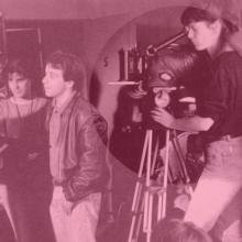 Maryse Alberti shooting 'The Golden Boat' with director Raul Ruiz (right).