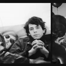 A black and white dual panel screen with several pictures of white men with dark hair.