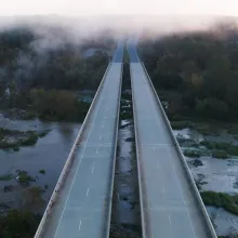 The Jefferson Davis Highway looks north across the Haw River, North Carolina.